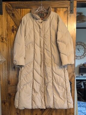 Vintage Gallery Long Puffer Coat Goose Down Feathers Sz Large